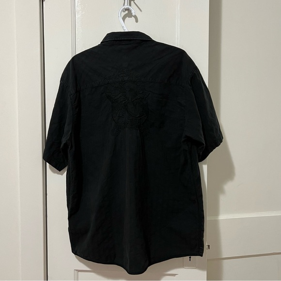 Denim Originals Black Pinstripe Short Sleeve Button Down - Picture 8 of 9